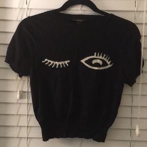 Block and white crop top